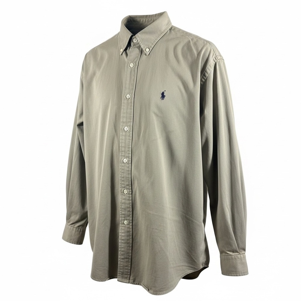 Polo Ralph Lauren Blake Shirt Mens M Khaki Tan Good Cotton Twill Button Down
